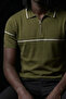 Men's Half Zipper Slim Fit Khaki Polo Collar T-Shirt - 6