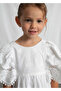 Girl's Guipure Embroidered Dress White 3923 - 3