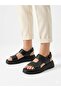 Women's Black Inner and Outer Genuine Leather Orthopedic Soft Sole Daily Sandals