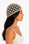 Women's Beige Mesh Knitted Bandana Summer Perforated Knitwear Hair Accessory - 2