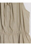Khaki Halter Neck Blouse with Gathered Tie Detail - 3