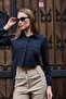 Women's Minimal Front Pocket Crop Shirt Black - 4