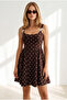Women's Brown Strap Bow Tie Side Zipper Polka Dot Mini Dress Elb-19002680 - 3