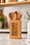 Bamboo Spoon Holder Kitchen Organizer Wooden Spoon Stand Countertop Organizer Ladle and Spatula Storage Container 15X10 cm