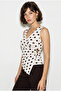 Women's Cream Brown Polka Dot Double Breasted Collar Accessory Detailed Blouse 2364 60286355 - 4