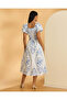 Women White Printed Poplin Midi Dress - 3