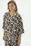 Women's Oversize Leopard Patterned Long Dress Capri Sleeve Relaxed Cut C7T0N512 - 2