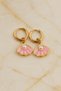 Steel Gold Pearl Detailed Seashell Figured Hoop Earrings