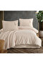 Panna Beige Single 100% Cotton Striped Duvet Cover Set - 2