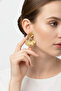 Yellow Color Dangle Brass Women's Earrings with Ginkgo Leaf Design - 3