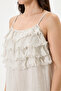 Beige Italian 100% Linen Dress with Tassel Collar and Adjustable Straps, Size 38 - 44 - 4