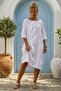 White Casual 100% Linen Woven Dress 102 61 - 4