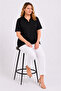 Women's Plus Size Black, Collar Stone Detailed, Short Sleeve Blouse 65N39559 - 3