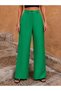 Women's Green Color Aerobin Fabric High Waist Wide Leg Summer Woven Trousers - 3