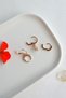 Colorful Crescent Snowflake Set of 3 Earrings with Zircon Stone Minimal Hoop Earrings - 5
