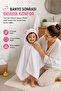 Children's Hooded Microfiber Poncho Towel (1-3 Years) 400 Gsm Eared Bath Towel White Pink - 6