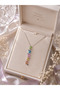 Prisma Colorful Stone Y Necklace (Silver Color) - 3