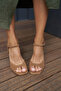 Harry Women's Nude Leather Suet Single Strap Sandals - 8
