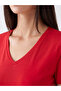 Red V-Neck Women's T-Shirt - 3
