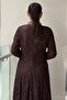 Stone Embellished Collar and Piping Detailed Guipure Dress - 5