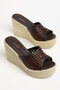 Brown Padded Sole Knitted Casual Slippers Shoes Odds - 2