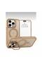 iPhone 15 Pro Compatible Magsafe Lens Protection Case + Phone Back Cover with Metal Stand Feature