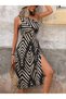 Women's One-Shoulder Side Gathered Slit Midi Single Jersey Dress - 4