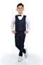 Boy's Navy Blue Vest Shirt Pants Set - 2