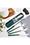 Portable Cutlery Set with Case, 4-Piece Gold and Black Stainless Steel, Fork Spoon Knife Chopsticks (GREEN SILVER) - 2