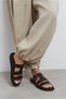 Spirit Brown Matte Belt Buckle Detailed Flat Sole Women's Slippers - 3