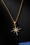 Women's Gold Color Zircon Stone Pole Star Necklace - 3