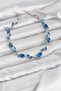 Brass Silver Color Blue Zircon Stone Flower Model Women's Bracelet