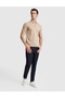 Dark Beige Slim Fit 100% Cotton Buttoned Polo Collar T-Shirt 50321028-Vr088 - 4