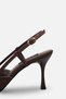 Emma Women's Pointed Toe Open-Sided Classic Heeled Shoes with Straps in Brown Satin - 7