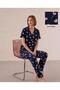 Navy Blue Large Heart Patterned Pajama Set - 2
