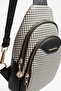 Black - Black Houndstooth Plaid Women's Body Bag Sp959 - 5