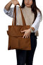Women's Brown Zippered Hand and Shoulder Bag Fabric Tote Bag Custom Made Creation - 5