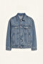 B6477A8Nm28 Blue Polo Collar Blue Jean Jacket for Boys