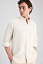 Ds Damat Comfort Beige Flared Cotton-Linen Summer Shirt - 2
