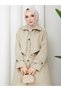 Windbreaker and Button Detailed Hijab Trench Coat Rc3140 - 8
