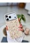 Cream Leather Flower Printed Design Protective Flexible Silicone Case Compatible with iPhone 17 Pro Max/18 Pro Max. - 3