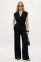 Women's Arlo Double-Breasted Vest Elastic Waist Trousers Woven Black Bottom-Top Set
