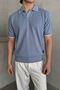 Men's Oversized Brioche Knit Polo Collar T-Shirt - 3