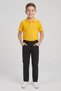 Boy's Bright Yellow Short Sleeve Polo Collar T-Shirt Black Ribbed Waist Canvas School Pants Bottom Top School Outfit
