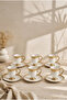 Gold Gilded Porcelain Turkish Coffee Cup Set for 6 People White Gold