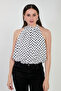 Women's halter neck polka dot blouse - white - 2