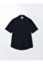Navy Blue Regular Fit Short Sleeve Dobby Men's Textured Shirt - 2
