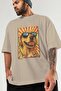 For Dog Lovers 31 Front Dog Print Beige Oversize T-Shirt 100% Cotton Unisex Dog Lover Premium Design - 3