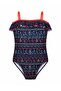 Patterned Swimsuit with Volan Detail for Girls