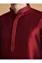 Mens Maroon Self Design Jacquard Silk Kurta Set - 5